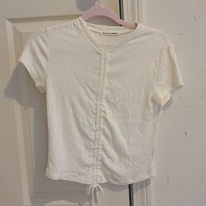 Reformation jeans ivory crop knit top L NWOT
